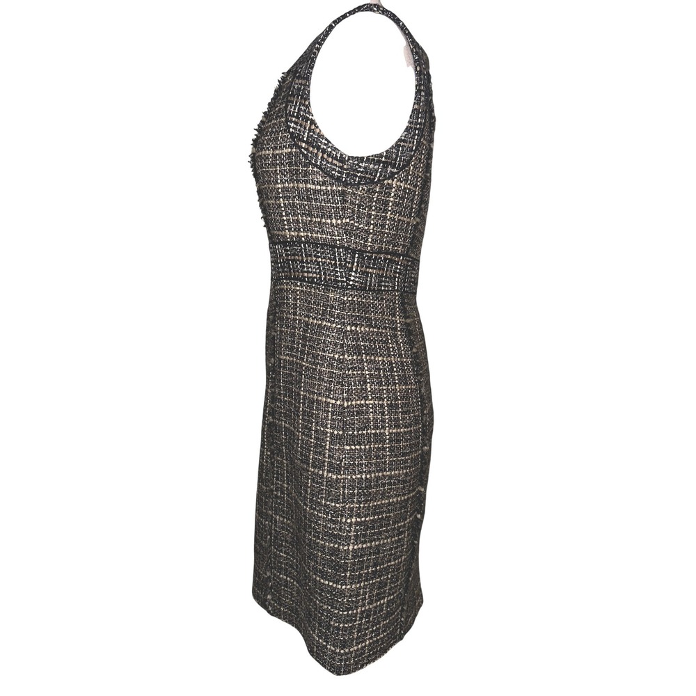 R1 J.Crew Pepper Tweed Sheath Dress Size 8 Black Tan Career Work Classic - Picture 5 of 9